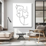 Malen nach Zahlen Kunst Minimalismus Zeichnung Zwei Gesichter I