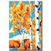 Malen nach Zahlen Kunst Herbstbaum Birke