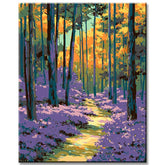 Malen nach Zahlen Kunst Natur Baumallee mit Lavendermeer