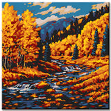 Painting by Numbers Art Nature River flows through the autumn landscape