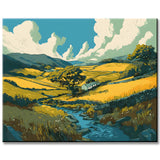 Painting by Numbers Art Nature Green Landscape with Mountains