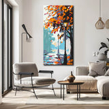 Malen nach Zahlen Kunst Natur Herbstbaum Regen Laternen