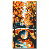 Malen nach Zahlen Kunst Natur Herbstlandschaft mit Fluss und Brücke