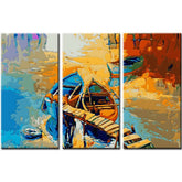 Malen nach Zahlen Natur Kunst Boot am See I 3-teilig