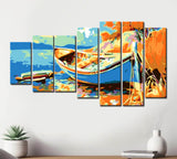 Malen nach Zahlen Natur Kunst Boot am Meer 7 parts