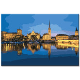 Malen nach Zahlen Zürich bei Nacht