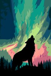 Painting by Numbers Howling Wolf in the Northern Lights Shipping from DE