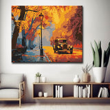 Malen nach Zahlen Herbst Stadt with Oldtimer