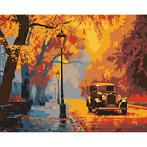Malen nach Zahlen Herbst Stadt with Oldtimer