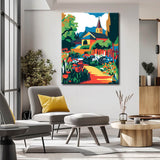 Malen nach Zahlen Dorfidyll mit Kirche und Garten