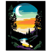 Malen nach Zahlen Nachtstimmung mit Blutmond