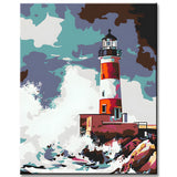 Malen nach Zahlen Leuchtturm in Wellen Versand from DE