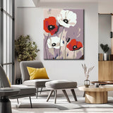 Malen nach Zahlen Rote weiße MohnBlumen