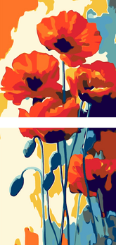 Grinding after painting Aquarell Mohn Blumen 2-piece Versand aus DE
