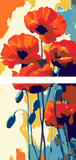 Grinding after painting Aquarell Mohn Blumen 2-piece Versand aus DE