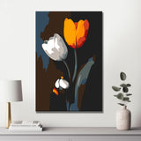 Malen nach Zahlen Orange und weiße Tulpe Schwarzweiss