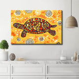 Malen nach Zahlen Kunst Tier Braune Schildkröte auf Gelben Untergrund