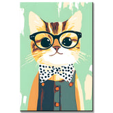 Grind nach Zahlen Kunst Tier Katze trägt Brille