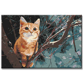 Painting by Numbers Art Animal Orange Cat Clinging to Branch