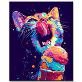 Grind nach Zahlen Leuchtender Katzenkopf