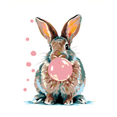 Malen nach Zahlen Kunst Tier Hase macht mit Kaugummi eine Blase