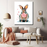 Malen nach Zahlen Kunst Tier Hase macht mit Kaugummi eine Blase