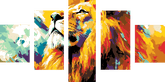 Painting by Numbers Art Animal Colorful Lion Face from the Front 5-piece