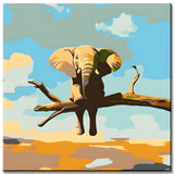 Painting by Numbers Sitting Elephant on Branch