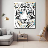 Malen nach Zahlen Tiger schwarz-weiss mit blauen Augen