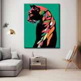 Malen nach Zahlen Farbiger Jaguar auf grünem Hintergrund