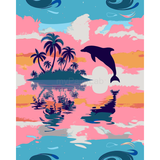 Painting by Numbers Art Animal Dolphin in the Evening Sun