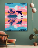 Malen nach Zahlen Kunst Tier Delfin in der Abendsonne