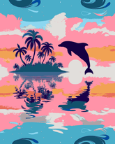 Malen nach Zahlen Kunst Tier Delfin in der Abendsonne