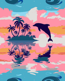 Malen nach Zahlen Kunst Tier Delfin in der Abendsonne