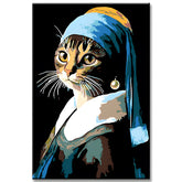 Malen nach Zahlen Vermeer Kunst Katze mit Perlenohrring