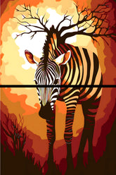 Malen nach Zahlen Grafik Tier Kunst Zebra 2-teilig