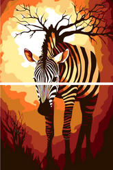 Malen nach Zahlen Grafik Tier Kunst Zebra 2-teilig Versand aus DE