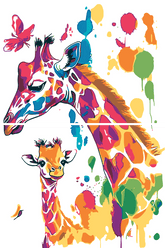 Malen nach Zahlen Aquarell Giraffe Mutter und Kind 2-teilig