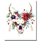 Malen nach Zahlen Totenkopf mit MohnBlumenmotiv