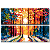 Malen nach Zahlen Panorama Sonnenlichtung 2-teilig