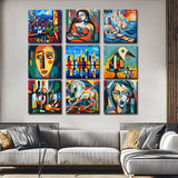 Kubistische Kunstwerke auf Galerieleinwand Stilvolle und Einzigartige WandBilder, 9-teilig