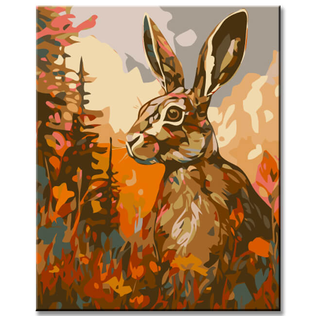 Malen nach Zahlen Malerei Hase im Wald