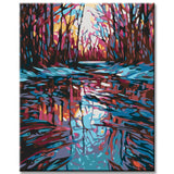 Malen nach Zahlen: Fluss im Herbst