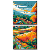 Malen nach Zahlen Bauernhof in Herbst-Landschaft 2-teilig