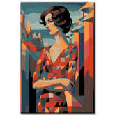 Malen nach Zahlen Gemälde einer Frau in einem roten Kleid im Kurasov-Stil
