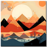 Malen nach Zahlen - Minimalist Landscape Poster: Berge, Sonne, Tag und Nacht, Boho-Midcentury