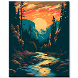 Fluss im Yosemite Malen nach Zahlen