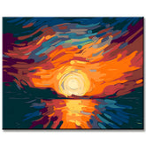 Farbenfrohe Illustration Sonnenuntergang im Himmel Malen nach Zahlen