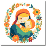 Malen nach Zahlen Illustration Frau mit Kind