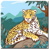Farbenfrohe Landschaft mit Leopard - Malen nach Zahlen